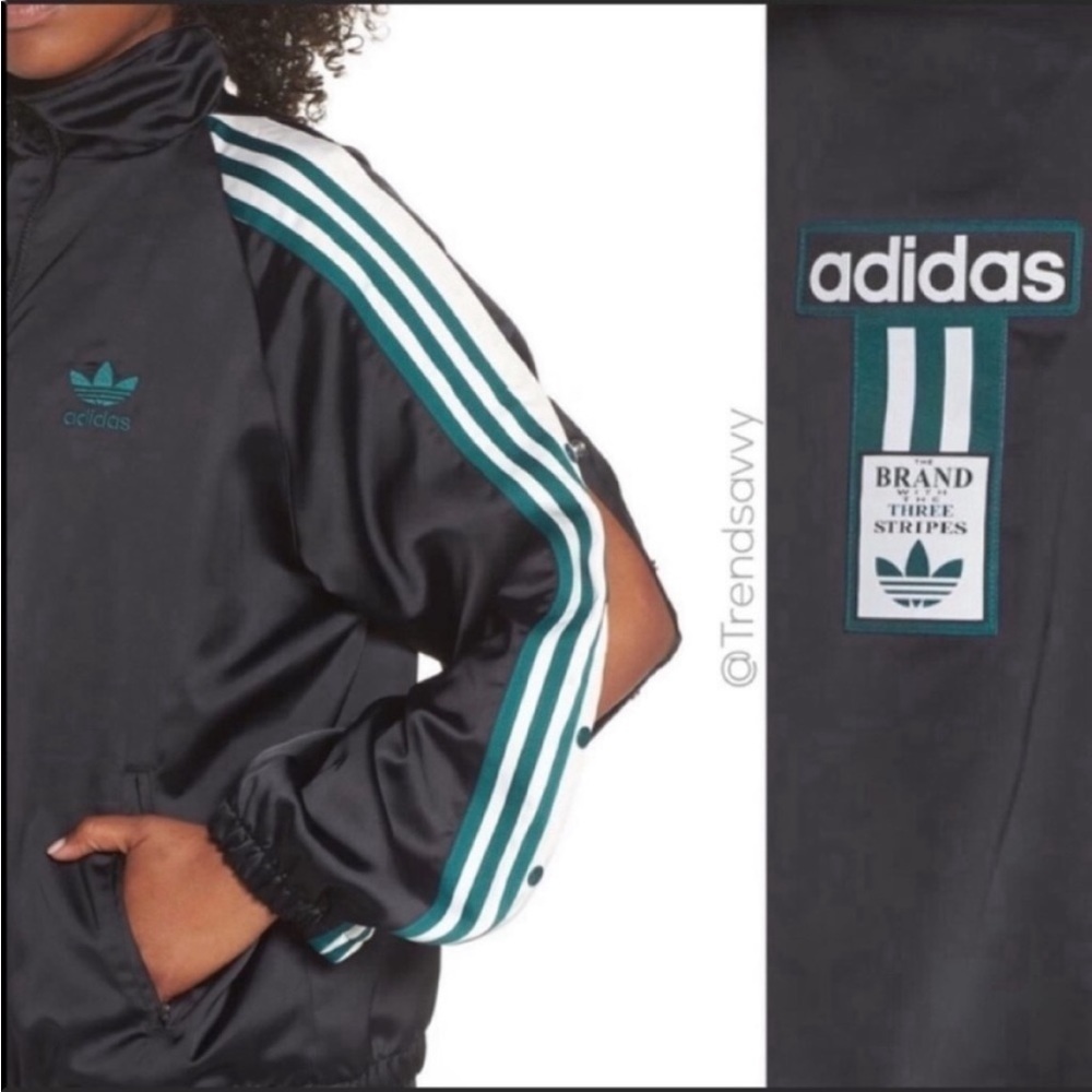 NWT Adidas Originals Black Green Adibreak Track Jacket Top M Women’s Streetwear - Picture 9 of 9